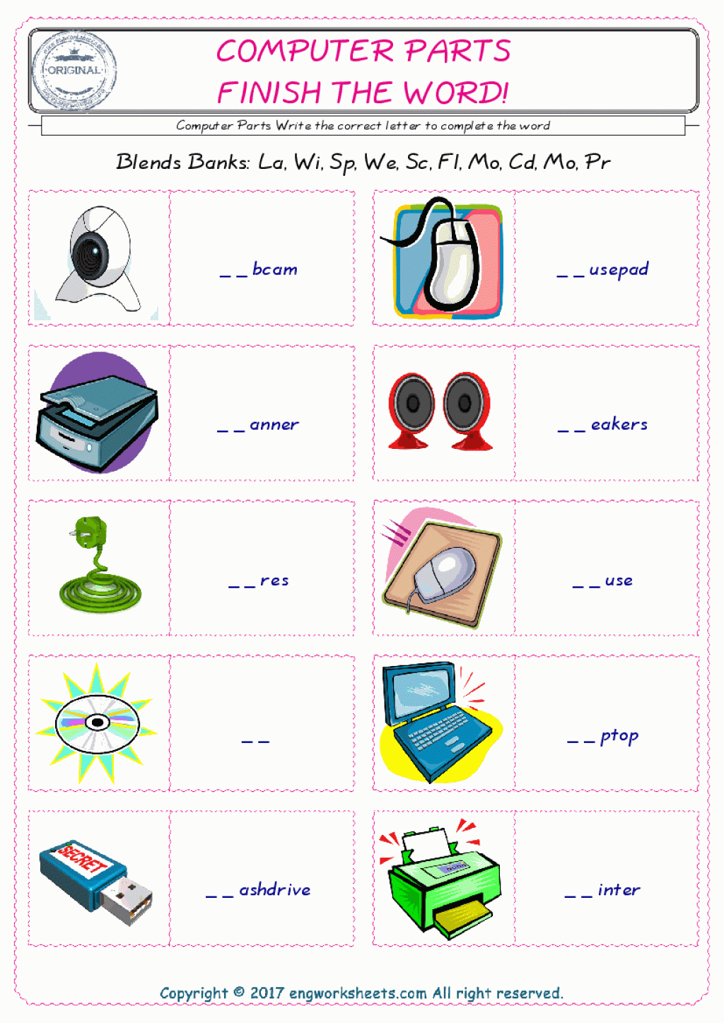 Picture of: Computer Parts English Worksheet for Kids ESL Printable Picture