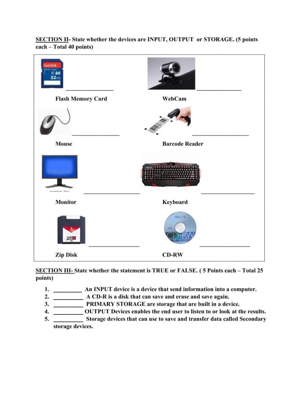 Picture of: Input output storage devices worksheet  Live Worksheets